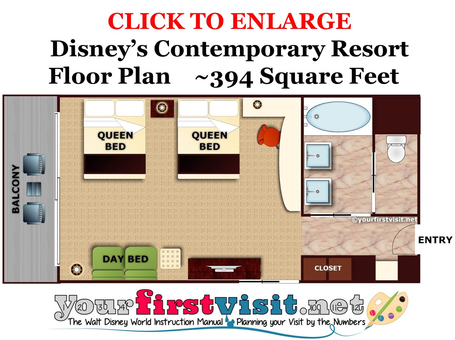 Floor Plan Disney's Contemporary Resort from yourfirstvisit.net