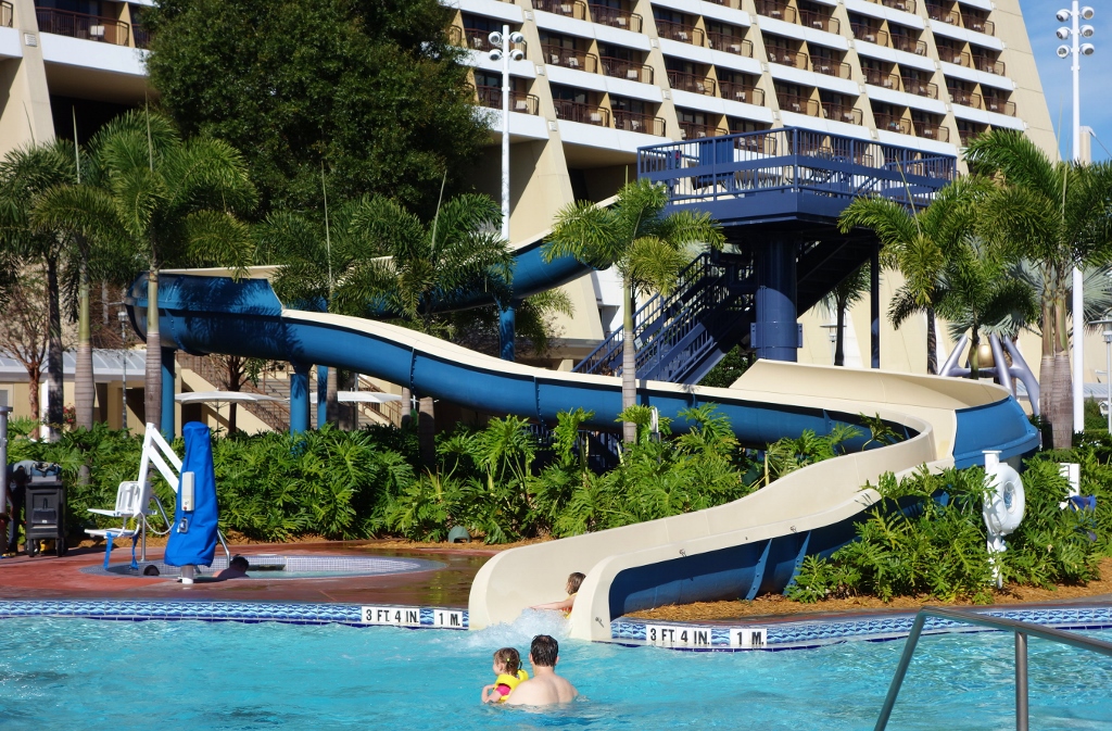 The Pools And Beaches At Disney S Contemporary Resort Yourfirstvisit Net   Pool Slide At Disneys Contemporary Resort From Yourfirstvisit.net  