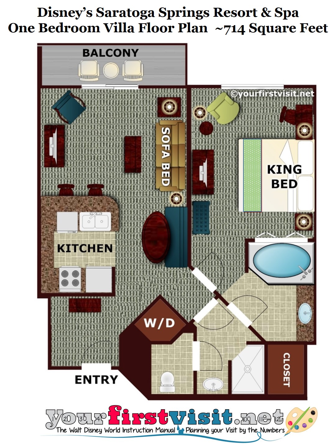 One Bedroom Villa Floor Plan Disneys Saratoga Springs From Yourfirstvisit.net  