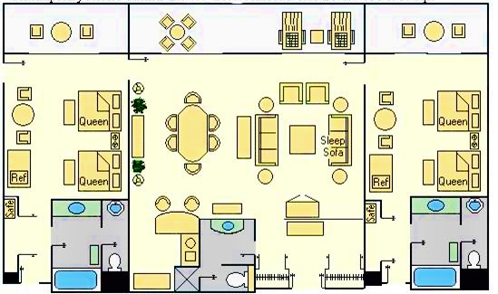 Disney's Contemporary Resort 10 Person Suite Floor Plan
