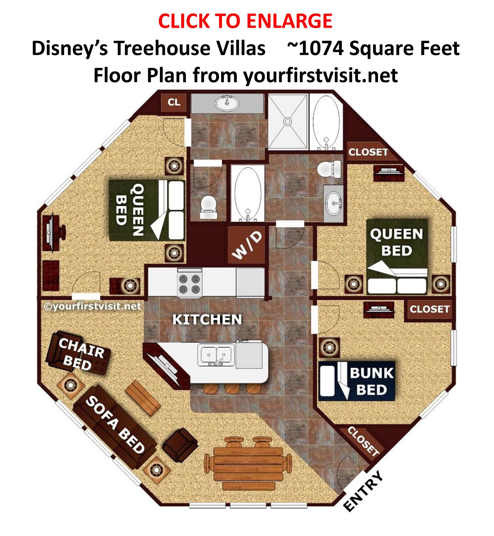 Floor Plan Disneys Treehouse Villas from yourfirstvisit