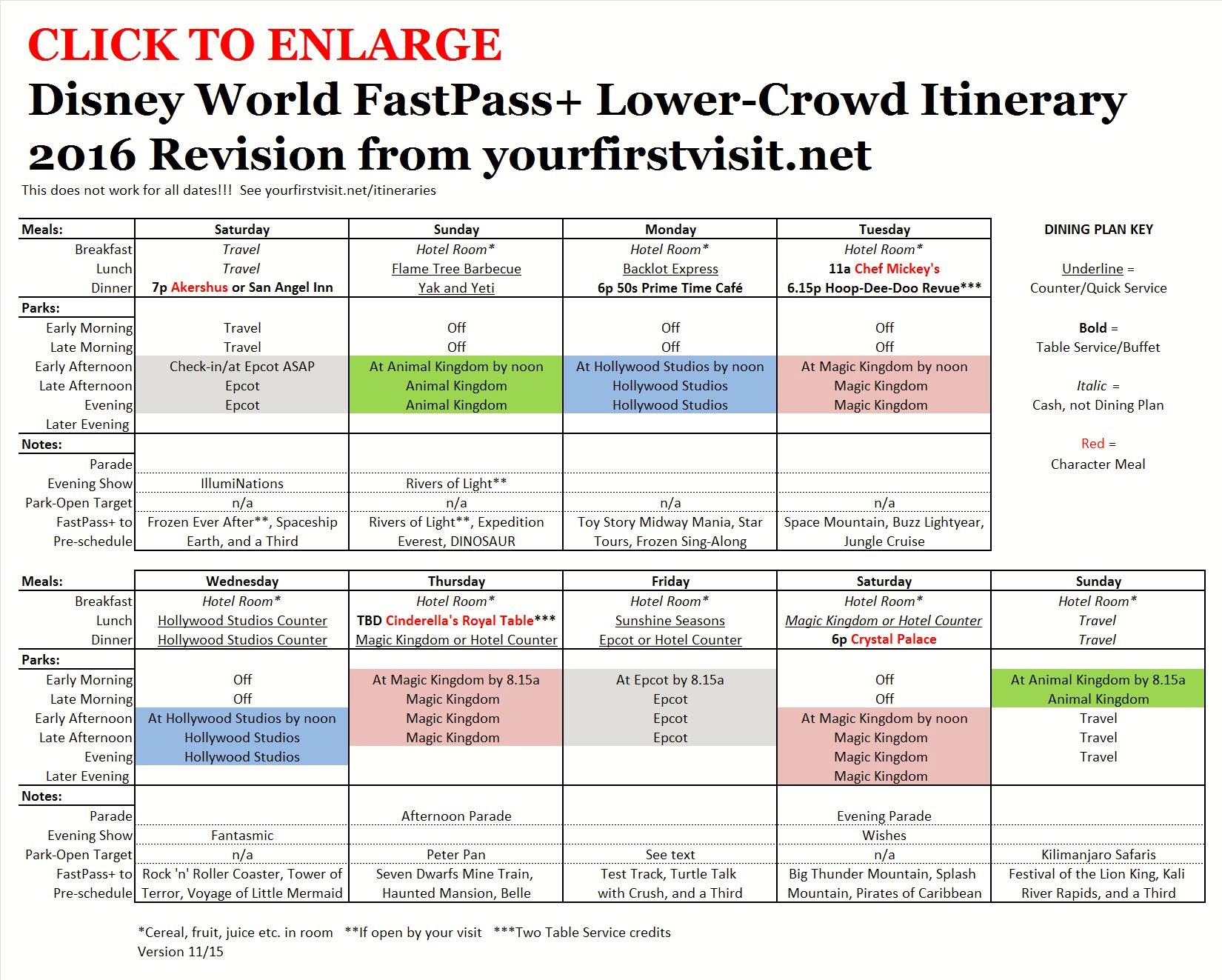 To-Do List: Disney World FastPass+ Lower Crowd Itinerary ...