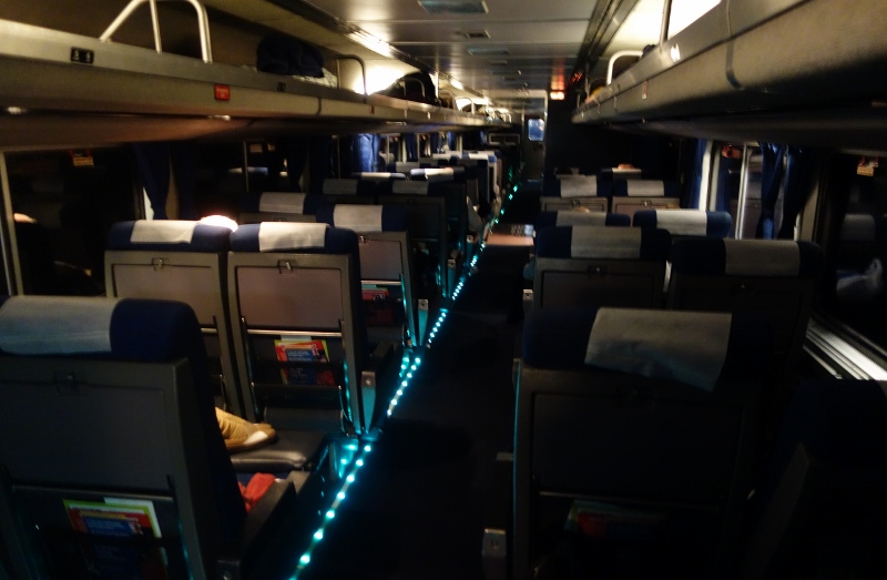 Auto Train Coach at Night from yourfirstvisit.net