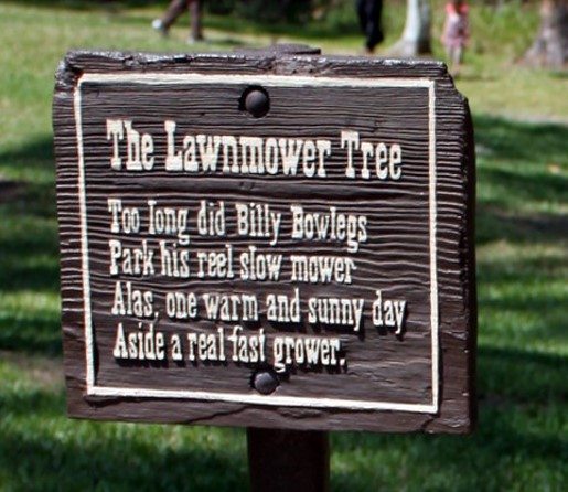 Jim Korkis Fort Wilderness Lawnmower Tree from yourfirstvisit.net