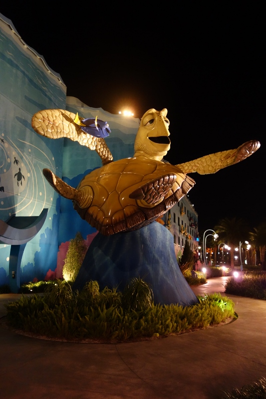 Crush at Night Finding Nemo Area at Disney's Art of Animation Resort from yourfirstvisit.net
