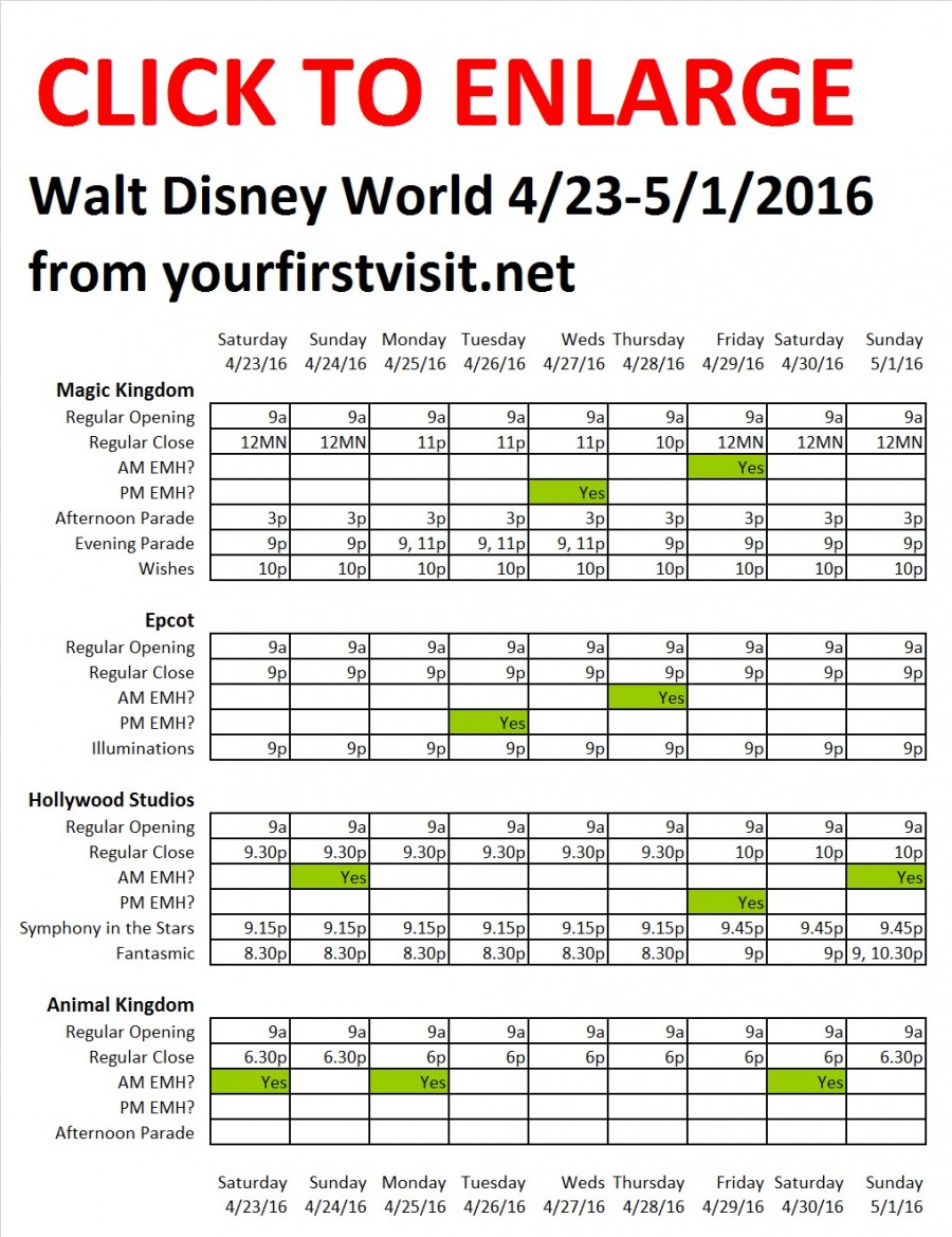 Next Week (April 23 Through May 1, 2016) at Walt Disney World - yourfirstvisit.net