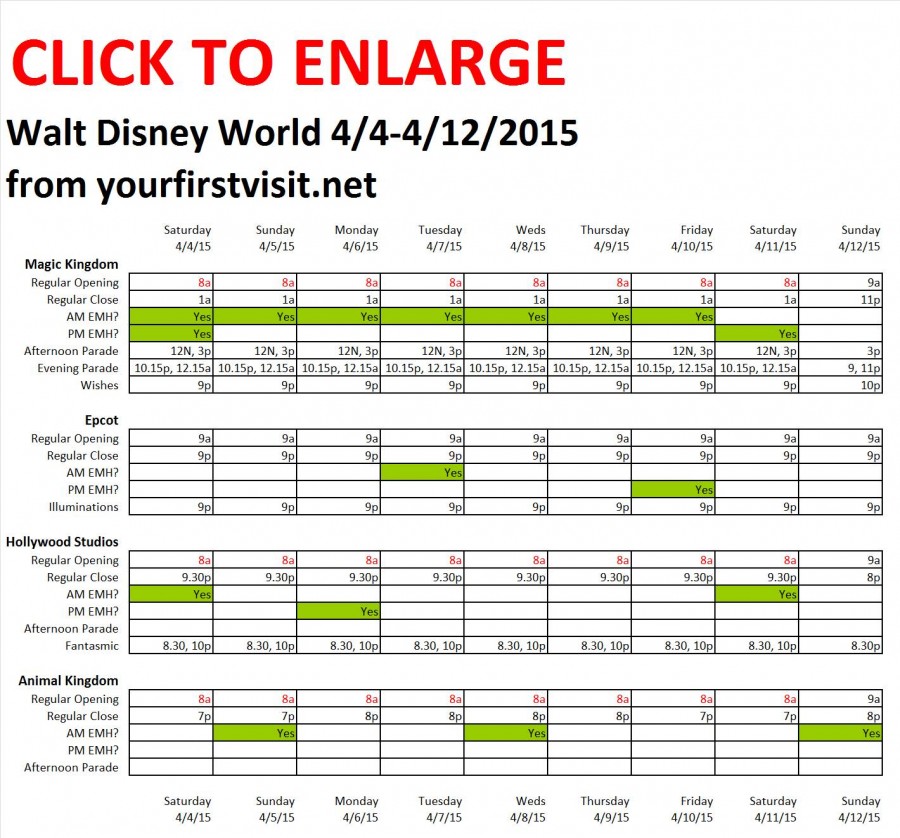 Next Week (April 4 Through April 12, 2015) at Walt Disney World