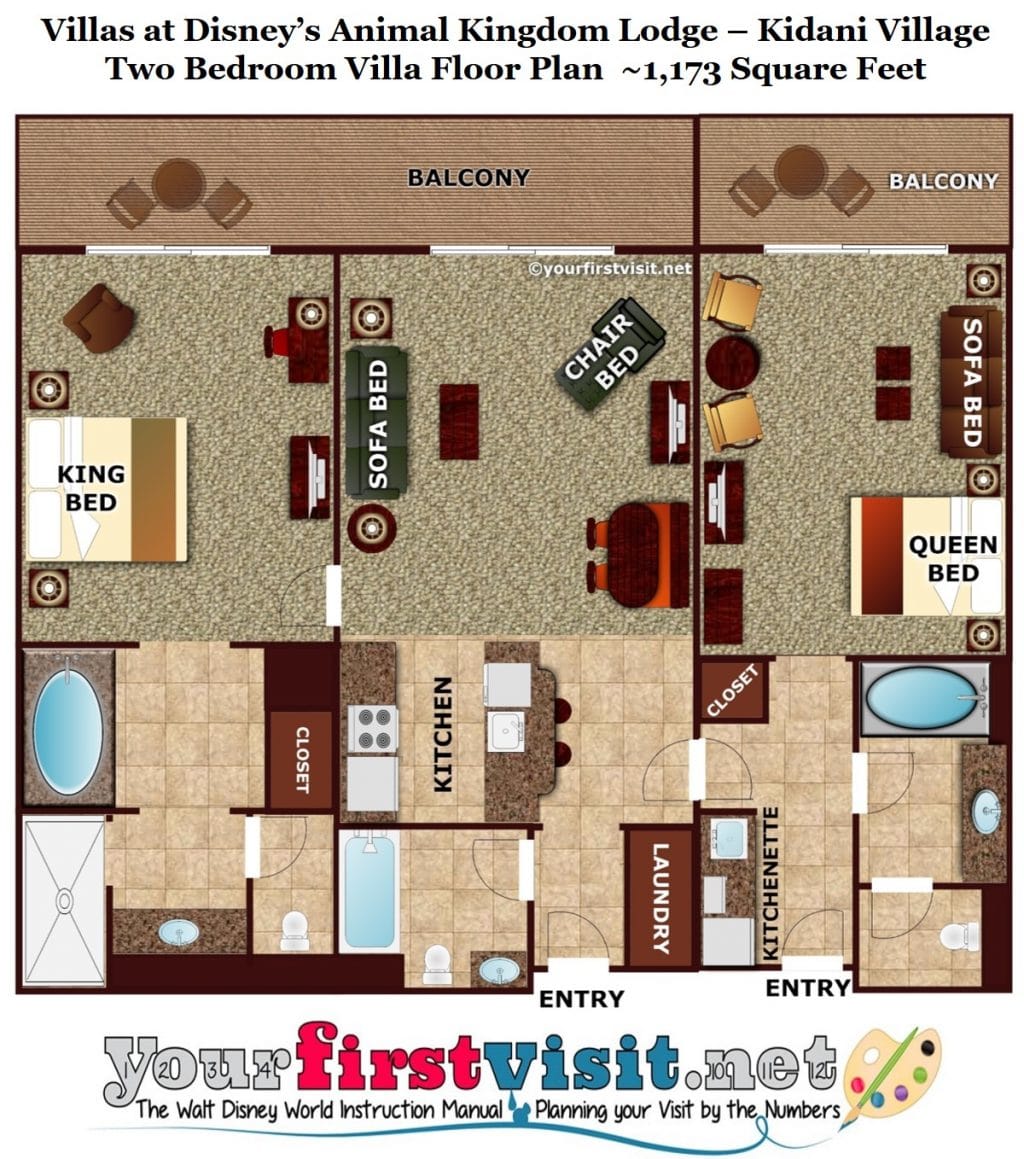 Floor Plan Two Bedroom Villa Kidani Village from yourfirstvisit