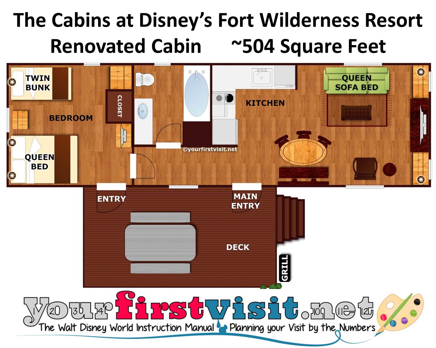 Floor Plan Renovated Cabins At Fort Wilderness From Yourfirstvisit.net  