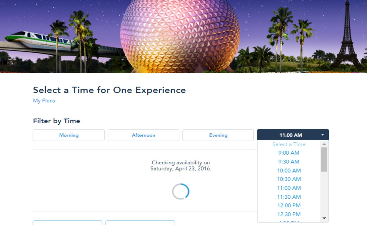 Select a Time for FastPass+ from yourfirstvisit.net