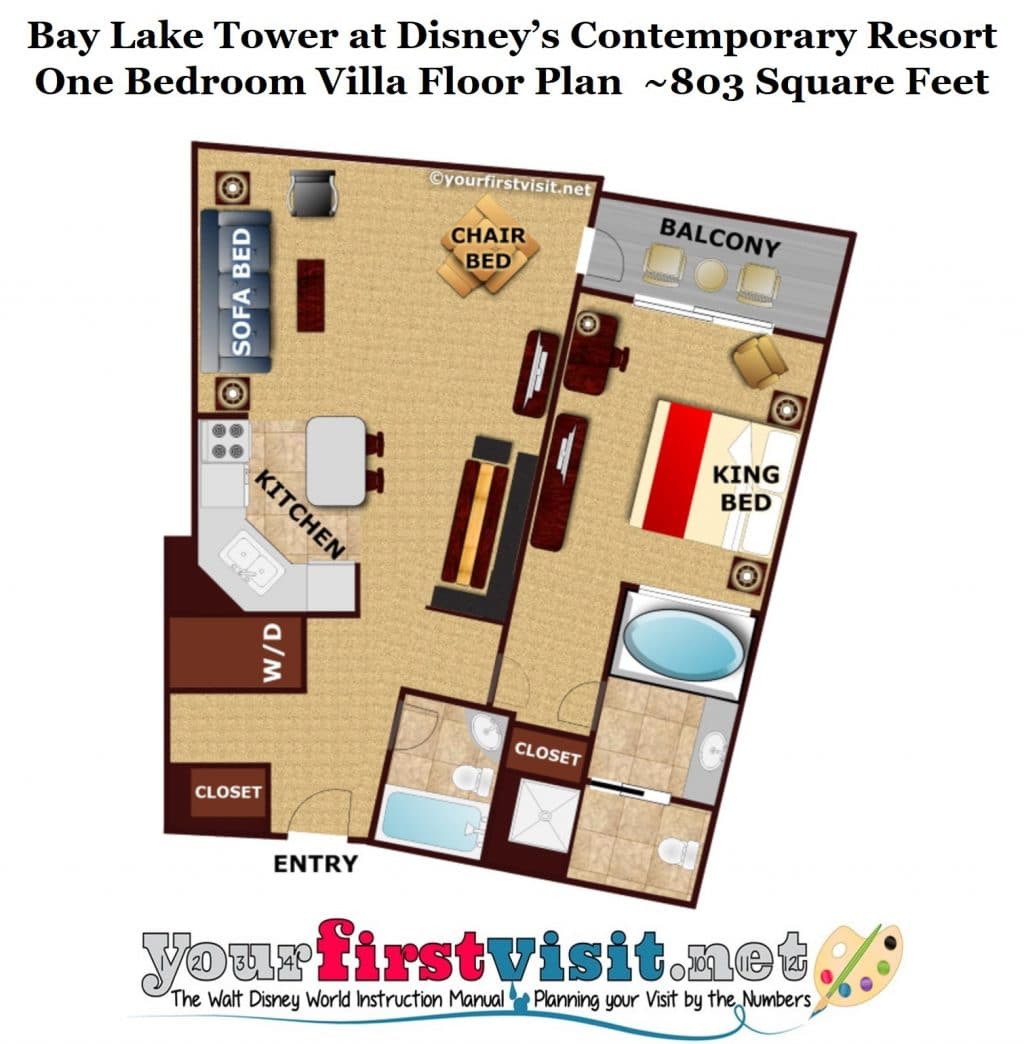 Bay Lake Tower At Disneys Contemporary Resort 1 Bedroom Villa - Bedroom ...