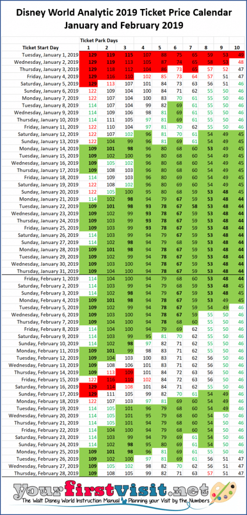 Analytic Calendar Of 2019 Disney World Ticket Prices Yourfirstvisit Analytic Calendar Of 2019 Disney World Ticket Prices Yourfirstvisit