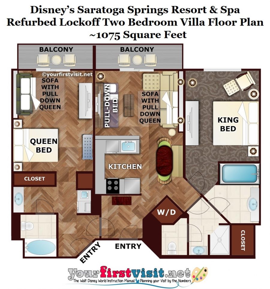 Disneys Saratoga Springs Refurbed Two Bedroom Lockoff Villa Floor Plan From Yourfirstvisit.net  900x963 